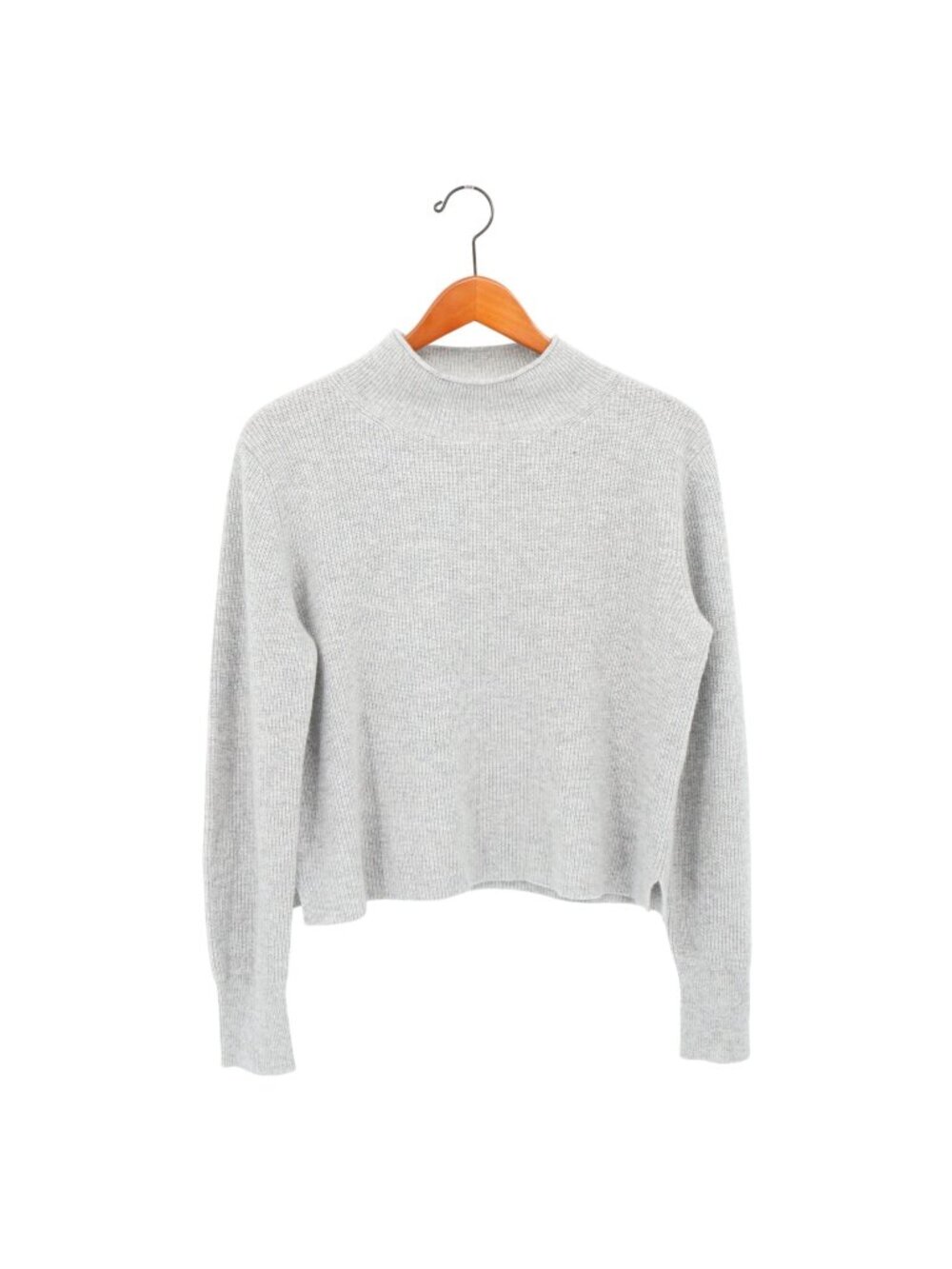 Naked Cashmere Ribbed Gray Mock Neck Pullover Cropped Sweater S
